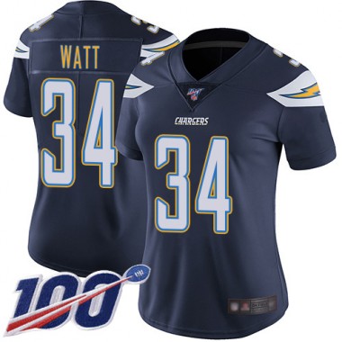 Los Angeles Chargers NFL Football Derek Watt Navy Blue Jersey Women Limited #34 Home 100th Season Vapor Untouchable->los angeles chargers->NFL Jersey